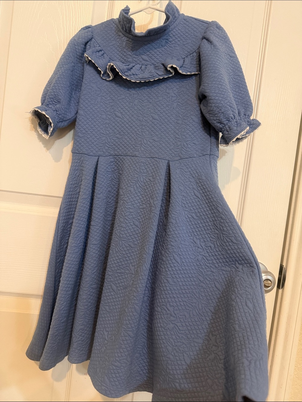 Janie and Jack Dusty Blue Quilted Ruffle Dress